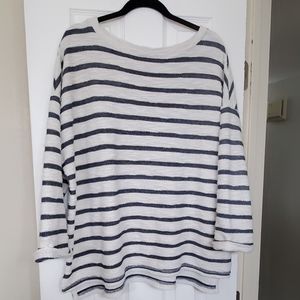 Ava & Viv 1X striped textured boat neck sweater
